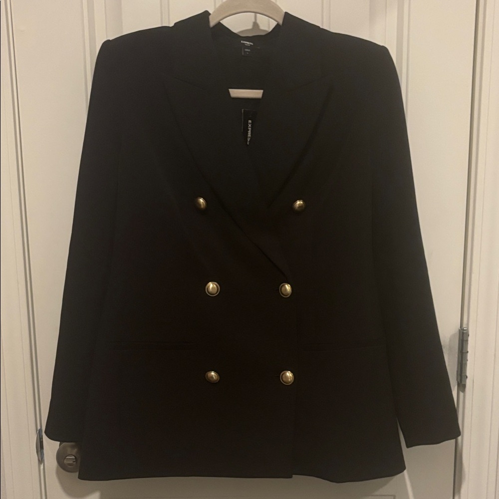 Express Elegant Black Blazer with Gold Accents
